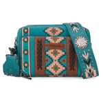 Wrangler Crossbody Bag for Women Boho Aztec Small Clutch Wallet Purse Trendy Shoulder Bag, Diamond Bright Turquoise