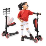 Hurtle Kids Scooter, 3 Wheel Scooter for Kids, Foldable Kick Scooter for Child & Toddlers Ages 3-12, Adjustable Height and LED Light Up Wheels