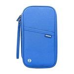 Modloan Passport Holder Travel Wallet, Waterproof Travel Document Holder Family RFID Blocking Organiser for Women Men for ID Card Credit Cards Flight Tickets Money Coins Phone-Blue