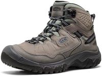 KEEN Women's Targhee 4 Mid Waterproof Hiking Boots, Steel Grey/Lily Pad, 6