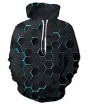 Kinberr 3D Geometric Hoodies for Men Women Hooded Sweatshrits Novelty Funny Pullover with Pocket for Festival