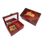 Youtang The Legend of Zelda Jewelry Music Box with Mirror & Retro Lock Carved Wood Musical Box Wind up Gift Box (Melody:Song of Storms from Ocarina of Time, Silver Movement)