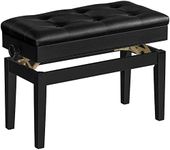 HOOBRO Adjustable Piano Bench with Padded Cushion and Storage Compartment for Music Sheet, Holds up to 300 lb, Music Bench, Piano Stool, Vanity Chair, 28.5 x 13.4 x 18.9 Inches, Black BB32QD01