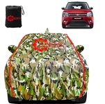 StarTen® Waterproof Car Cover for Maruti Wagon R | Metallic Jungle Multicolor with Red Piping | Custom Fit | Triple Cotton Polyester | Mirror & Antenna Pockets