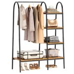 SogesHome Free Standing Clothing Rack Standing Coat Rack Garment Racks with Storage Shelves for Bedroom, Entryway, Vintage Brown&Black, NSDCA-UT-011