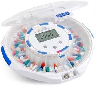 Live Fine Smart WiFi Automatic Pill Dispenser Clear Lid | 28-Day Medication Organizer Up to 9 Doses Per Day for Care Monitoring with Lock Key, Light/Sound Alarms for Prescriptions & Vitamins