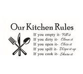 DNVEN 23 inches x 11 inches DIY Our Kitchen Rules Quotes Family Graphic Handmade Wall Decals Stickers Removable Vinyl Arts for Children's Day Bedrooms Family Playroom Classroom