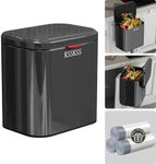 KSSKSS 1.05 Gallon Kitchen Compost Bin for Counter Top or Under Sink, Inner Bucket,Stainless Steel Hanging Small Trash Can with Lid for Kitchen/Cupboard/RV (Ti Black)