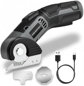 EiGuoerl 4V Cordless Electric Scissors, Lightweight Rotary Cutter with 2 Blades & USB Charging, for Cardboard Fabric Leather Carpet Plastic Rope Cutting, Safety Lock for Home DIY Craft Use