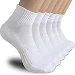 Billion Feet Women's Running Ankle Socks Athletic Sport Socks Cushioned Quarter Running Socks(6 pairs), White, 8.5-10.5