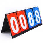 Qinsky Scoreboard,4 Digit Scoreboard Flip Scoreboards Portable Flip Scoreboard Score Board Numbers for Sports Table Tennis Basketball Volleyball Indoor Outdoor