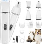 YCSHUNDONG Dogs Hair Clippers Grooming Kit with Nail Grinder, 4-in-1 Electric pet Clippers for Dogs, Low Noise USB Rechargeable Cordless for Dogs Cat, Grooming Paws, Eyes, Ears, Face, Matted Hair