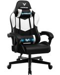 LUCKRACER Gaming Chair, Massage Ergonomic Computer Chair with Footrest and Lumbar Support High Back Height Adjustable Gaming Chair with 360°-Swivel Seat and Headrest for Home Office (Massage, White)