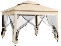 Outsunny 3 x 3(m) Pop Up Gazebo, Double-roof Garden Tent with Netting and Carry Bag, Party Event Shelter for Outdoor Patio, Cream White