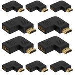 Cmple - [10 Pack] HDMI Male to Female Right Angle Adapter Vertical Flat Left 90 Degree HDMI to HDMI Converter, 4K 3D HDM