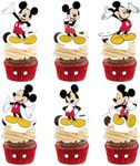 24 Pcs Mouse Cupcake Toppers- Cartoon Themed Cake Decorations Happy Birthday Cupcake Toppers for Boys Girls Kids Birthday Party Supplies