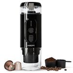 AROPY Electric Mini Espresso Machine – Portable Mini Coffee Maker Compatible with Ground Coffee and Espresso Capsules – Compact Espresso Maker for Hiking, Camping, Travel – Fast Heating System and Auto-Pour (Black)