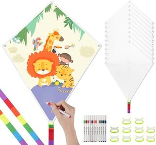 30 Pcs DIY Blank Kites for Kids in Bulk, Kite Making Kit for Kids, 23.6in Bulk Blank Diamond Kites for Painting with 30 Hand Grips, 98ft String & 3Packs x 12-color Pen - Easy to Fly Kite for Kid
