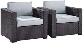 Crosley Furniture KO70103BR-MI Biscayne 2 Piece Outdoor Wicker Conversation Set with Mist Cushions, Brown