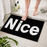 BOVEU Nice Bath Mat Bath Rugs, Non Slip Absorbent Washable Microfiber BlackBath Mats for Bathroom Floor and Shower，17" x 24"