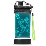 Hockey Gifts for Boys, Light Up Kids Water Bottle - 14 OZ Tritan BPA Free - 7 Color Light Cool LED Sport Cups Gift for Hockey Player School Girl Child Christmas Holiday