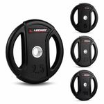 LEEWAY 100kg Combo Dual-Grip Rubber Coated Weight Plates | 31mm Hole | Compatible with Olympic Barbell | Metal Integrated Gym Plates for Strength Training, Black (100kg Set (2.5X4+5X4+7.5X4+10X4)