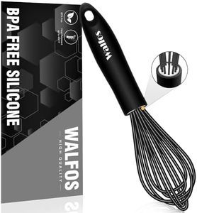Walfos Silicone Whisk, Stainless Steel Wire Whisk - Heat Resistant Kitchen Whisks for Non-Stick Cookware, Balloon Egg Beater Perfect for Blending, Whisking, Beating, Frothing & Stirring, 21cm, Black