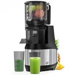 Masticating Juicer, 6.2" Slow Cold Press Juicer with Extra-Large Feeding Chute, Pure Juicer Machines for whole Vegetables & Fruits, Easy to Clean with Brush