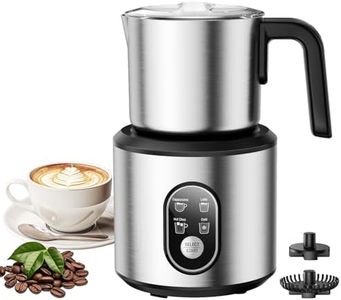 Milk Frother and Steamer, 4-in-1 Automatic Electric Milk Frothers, 24oz Detachable Stainless Steel Jug with Latte Art Spout, Hot & Cold Foam Maker for Coffee, Lattes, Cappuccinos