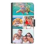 Personalised Phone Case For Google Pixel Models, 8, 8 Pro, 7, 7Pro, 6, 6A, 5, 4, 3, 3XL, 2, Custom Photo Collage, Image on Leather Side Flip Wallet Phone Case, Phone Cover - Four Images