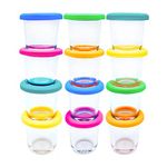 Elk and Friends 4oz Borosilicate Glass Baby Food Storage Jars with Silicone Lid | Strong Glass | Set of 12 | Microwave, Oven & Dishwasher Safe | Infant and Babies