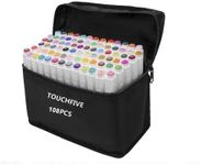 TOUCHFIVE 108 Colors Art Markers Set, Dual Tips Alcohol Based Drawing Markers for Sketch Adult Coloring Book, Art Supplies