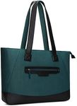 MOSISO Laptop Tote Bag (17-17.3 inch), Lightweight PU & Polyester Women Work Travel Shopping Carrying Shoulder Handbag with Compartment, Deep Teal