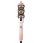 K&K Hot Hair Brush Keratin Protect Heated Barrel Thermal Brush Ionic Smooth Shine Volumize Comb Dual Voltage Hair Straightener Curler Styling Tool 38mm