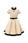 BlackButterfly Kids 'Lucy' Vintage Clarity 50's Girls Dress (Champagne, 7-8 Years)