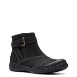 Clarks Collection Women's Carleigh Dalia Ankle Boot, Black Nubuck, 9 Wide US