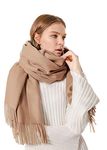 Scarf for Women Gift Idea Cashmere Scarfs Warm Blanket Wool Wrap Shawl for Winter Light Tan