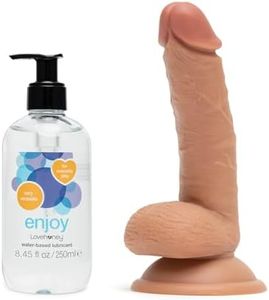 Lovehoney 6 Inch Realistic Dildo Tan and Enjoy Water Based Lube 8.5 fl oz - Female Sex Toys Bundle