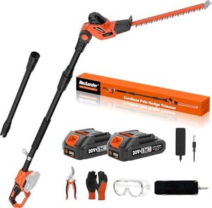 MAXLANDER Hedge Trimmer 18-Inch Cordless Pole Hedge Trimmer, 16-Feet Max Reach Hedge Trimmer with Extension Pole, Multi-Angle Adjustable, 2 x 2.0Ah Battery and Charger Included