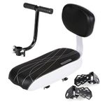 Bicycle Rear Back Seat Cushion Armrest Footrest Set, Universal Bike Back Shelf Seat Cushion, Soft Leather Bicycle Rear Seat Pad Suitable (White)