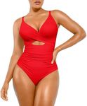 SHAPELLX Bathing Suit Swimwear Womens Tummy Control Swimsuits One Piece Slimming Swimwear Built-in Bra(Red,XX-Large)