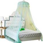 HOUSWEETY New Round Lace Curtain Dome Bed Canopy Netting Princess Mosquito Net (Aqua Green)