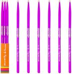 3-pairs(Purple),Neon UV Glow Drum Stick,Classic 5A Drum Stick, Hickory Drum Stick, for Acoustic or Electronic Drum, wood drumstick glow under black light on stage,cant glow in dark.School Season Gift.