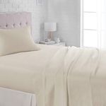 Amazon Basics Lightweight Super Soft Easy Care Wrinkle Free Breathable Microfiber 3 Piece Bed Sheet Set with 14-Inch Deep Pockets, Twin, Beige, Solid