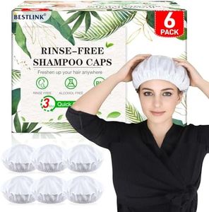 Shampoo Caps No Rinse, 6 Pack Waterless Shampoo Caps for Bedridden Patients and Elderly, Rinse Free Hair Washing Shower Caps for Post Surgery, Hospital, Camping