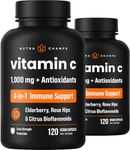 (2 Pack) Vitamin C Capsules - 240 Vegan Capsules - 1000mg Vitamin C Enhanced with Elderberry, Citrus Bioflavonoids & Rose Hips - Antioxidant Supplement for Overall Health & Immune Support