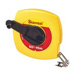 Starrett KTS510-50ME-N ABS Plastic Yellow Case Closed Reel Steel Long Tape, English/Metric Graduation Style, 50' (15m) Length, 0.375" (15mm) Width, 0.125" Graduation Interval