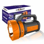 Pick Ur Needs 100W Rechargeable Long Range Search Torch Light with 2 Side Emergency Kissan Light (Orange)