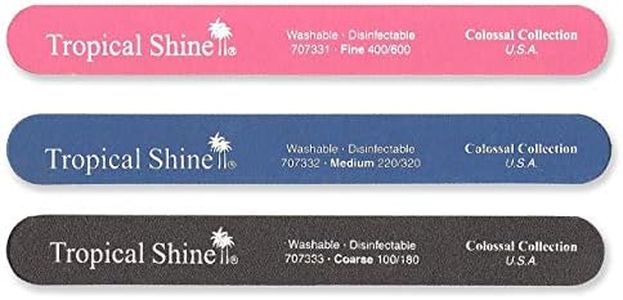 Tropical Shine 8.5 Inches Nail Files For Natural and Acrylic Nails. 3 pcs.