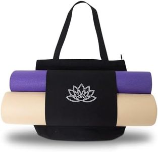 Hygge Beaute Black Yoga Bag for Women with Yoga Mat Carrier Bag for Small Sized Mats (17"x13.75"x5")-Canvas Shoulder Handbag Nurse Women Tote Bag for Workout, Travel, Beach, Yoga and Gym